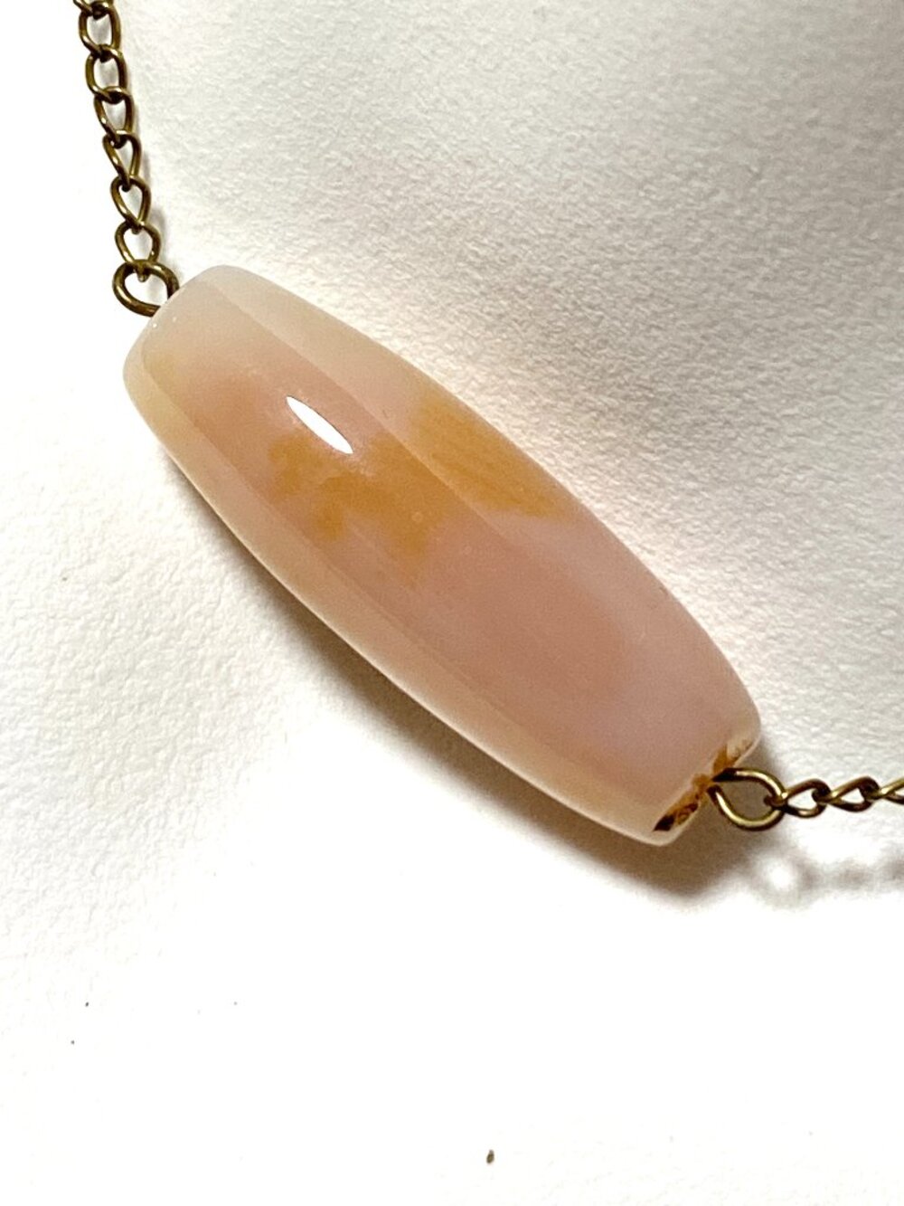 2/$20, Natural Agate Short Necklace, Genuine Gemstone Bar Pendant & Bronze Chain